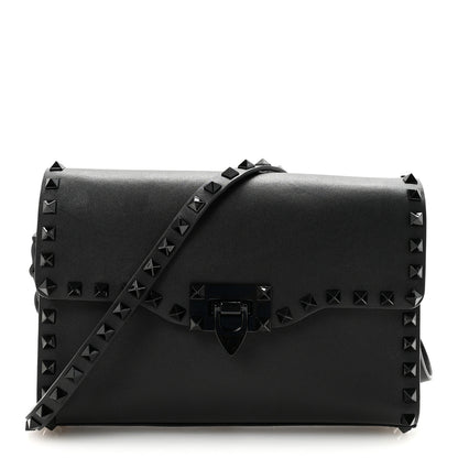 Valentino Garavani Vitello Monochrome Medium Rockstud Flip Lock Crossbody Bag Black 1 of 9