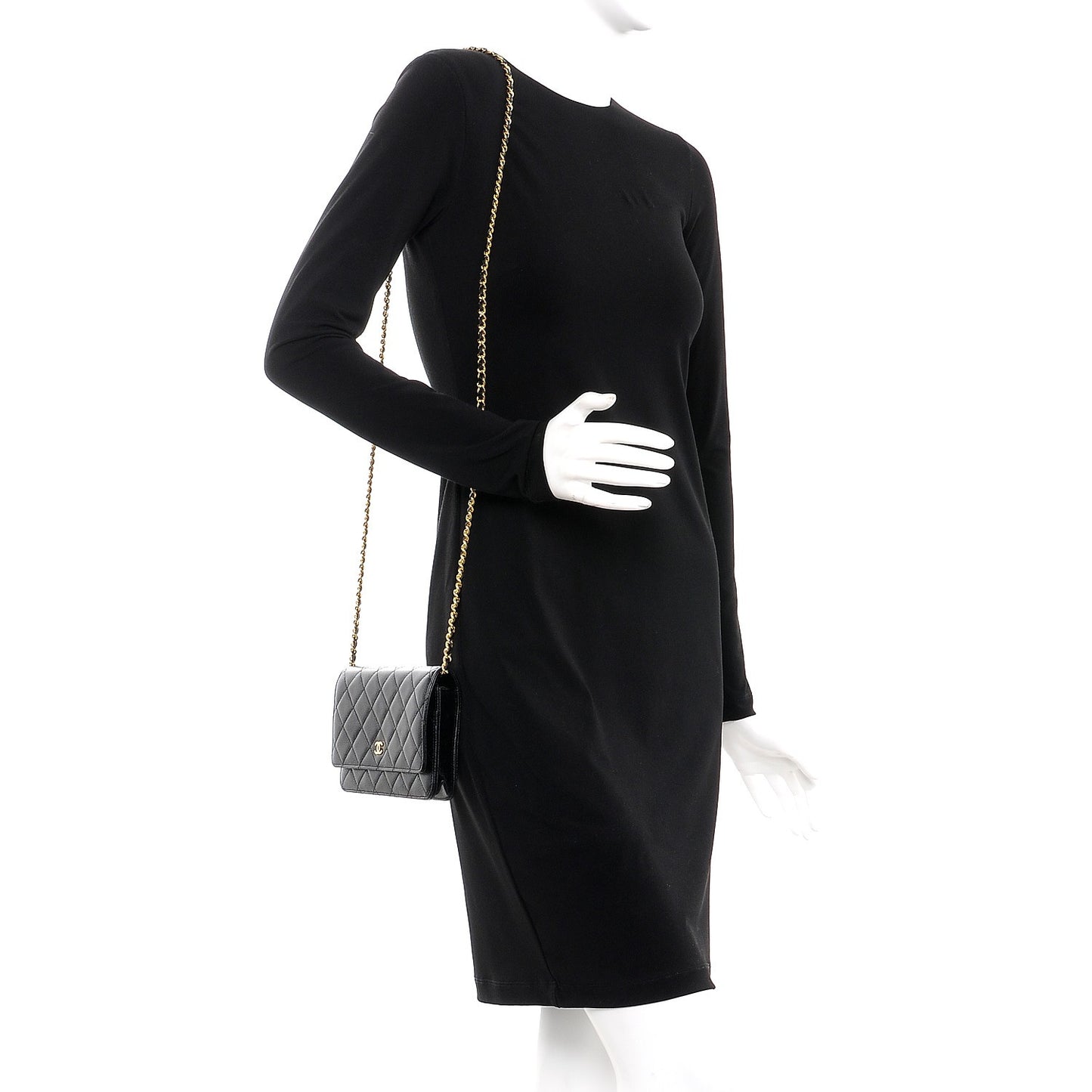 Caviar Quilted Wallet On Chain WOC Black