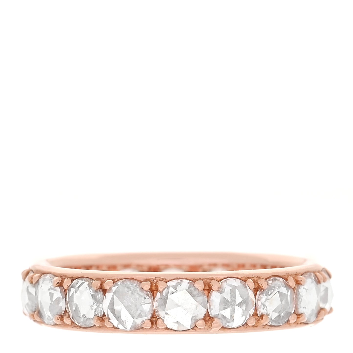 18K Rose Gold Diamond Metro Rose Cut Eternity Band Ring 48 4.5