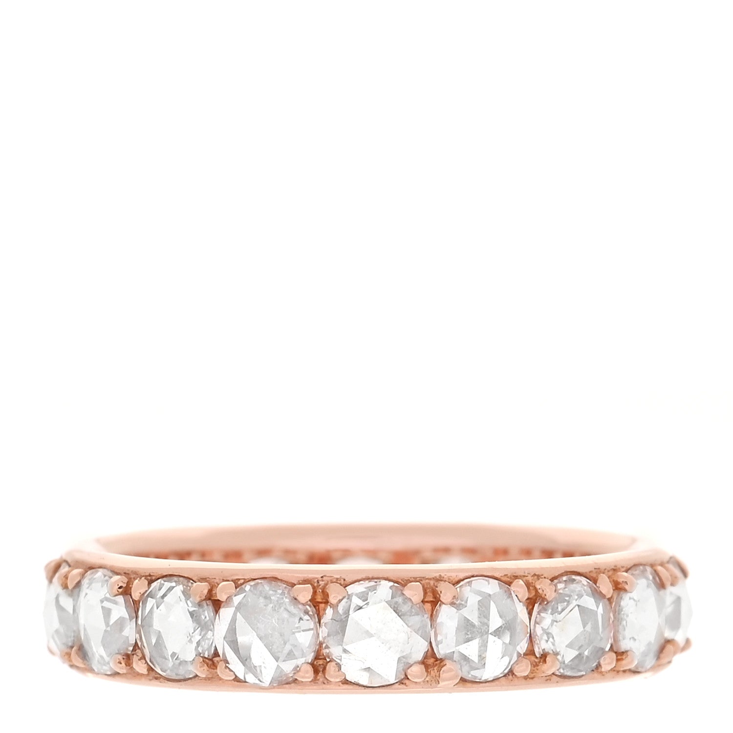 Tiffany 18K Rose Gold Diamond Metro Rose Cut Eternity Band Ring 48 4.5 1 of 5
