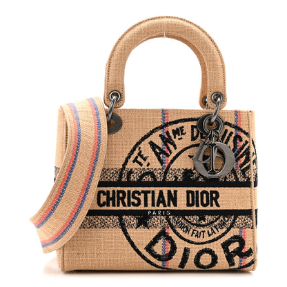 Christian Dior Canvas Jute Embroidered Medium Lady D-Lite Beige Multicolor 15 of 15