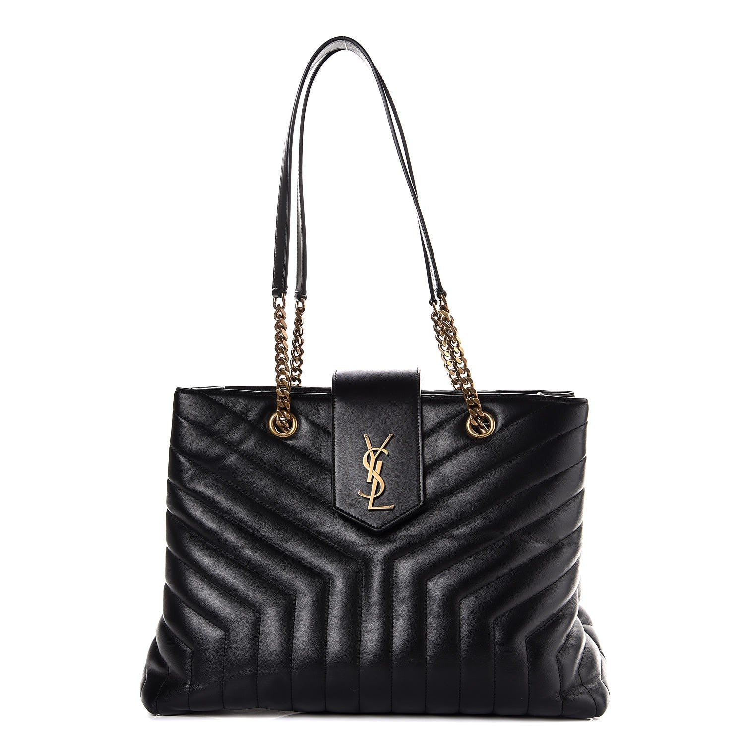 Saint Laurent Calfskin Y Quilted Monogram Large Loulou Shopper Black 1 of 7