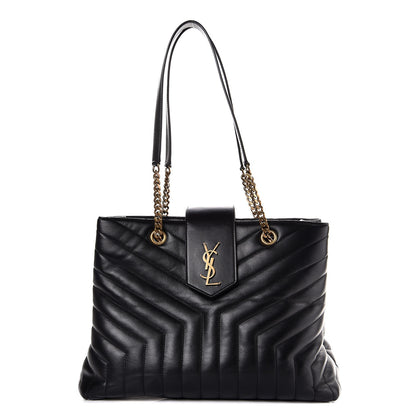 Saint Laurent Calfskin Y Quilted Monogram Large Loulou Shopper Black 1 of 7