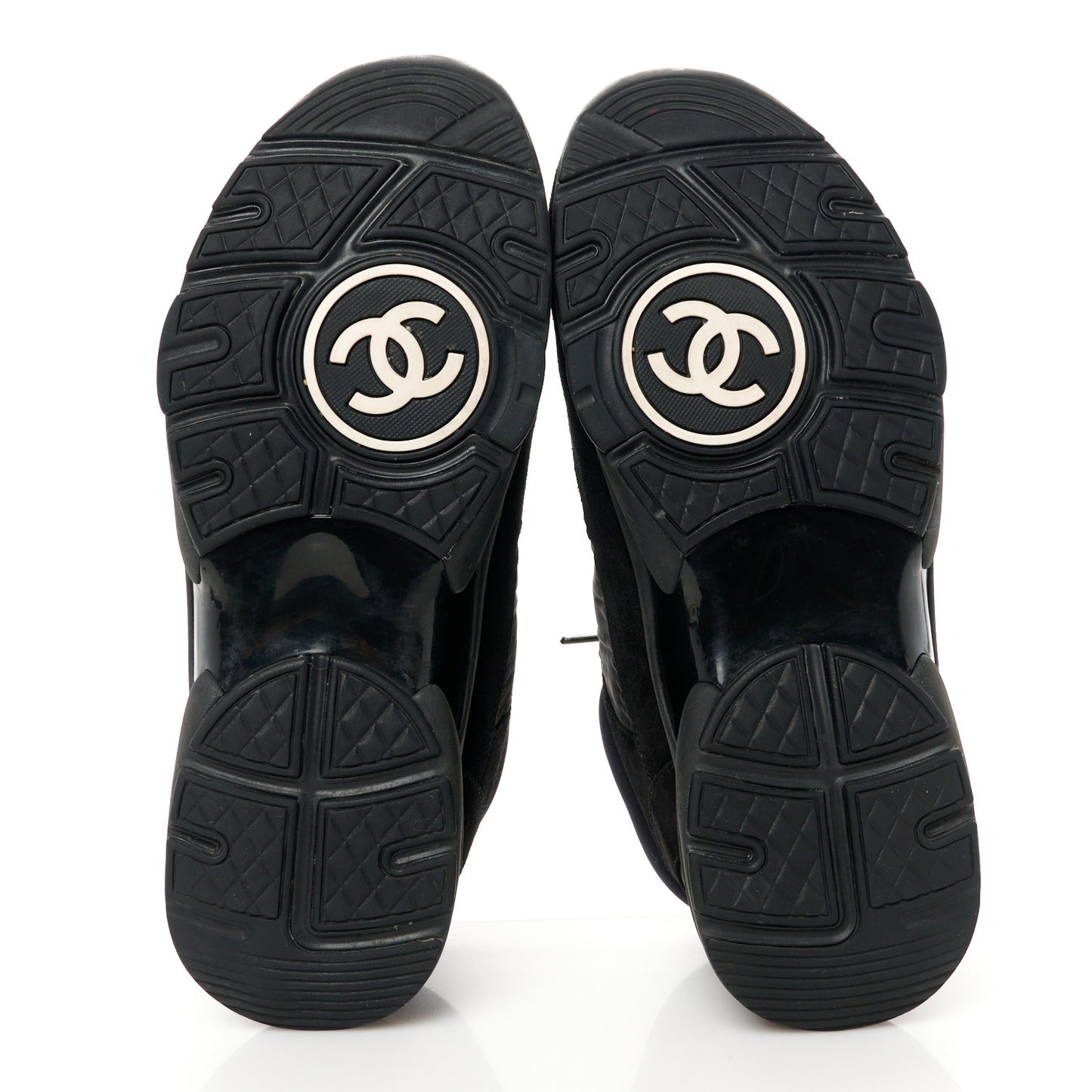 Nylon Calfskin Suede CC Sneakers 38.5 Black