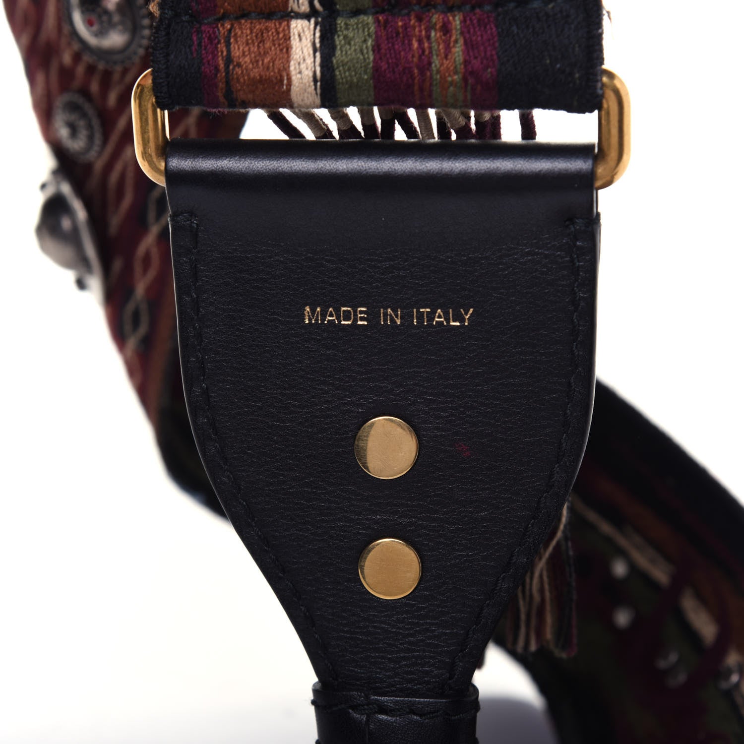 Christian Dior Canvas Studded Bohemian-Inspired Shoulder Strap Black 3 of 8