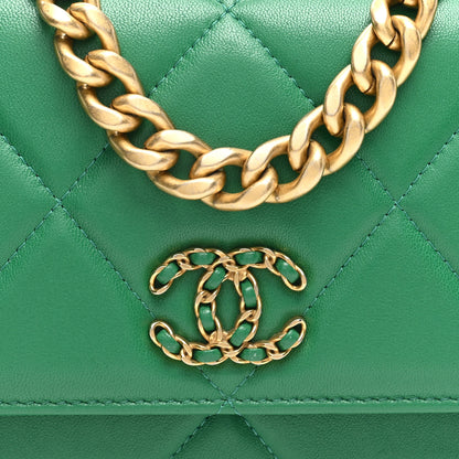 Chanel Lambskin Quilted Chanel 19 Wallet On Chain WOC Green 8 of 10