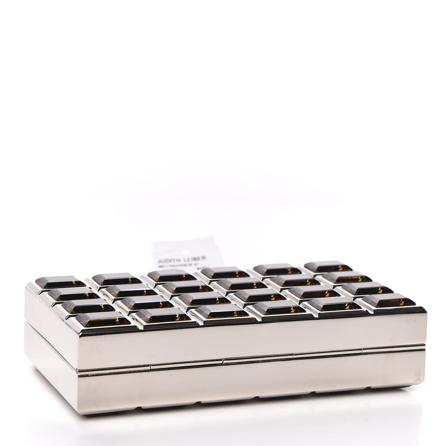 Crystal Minaudiere Clutch Brown Silver