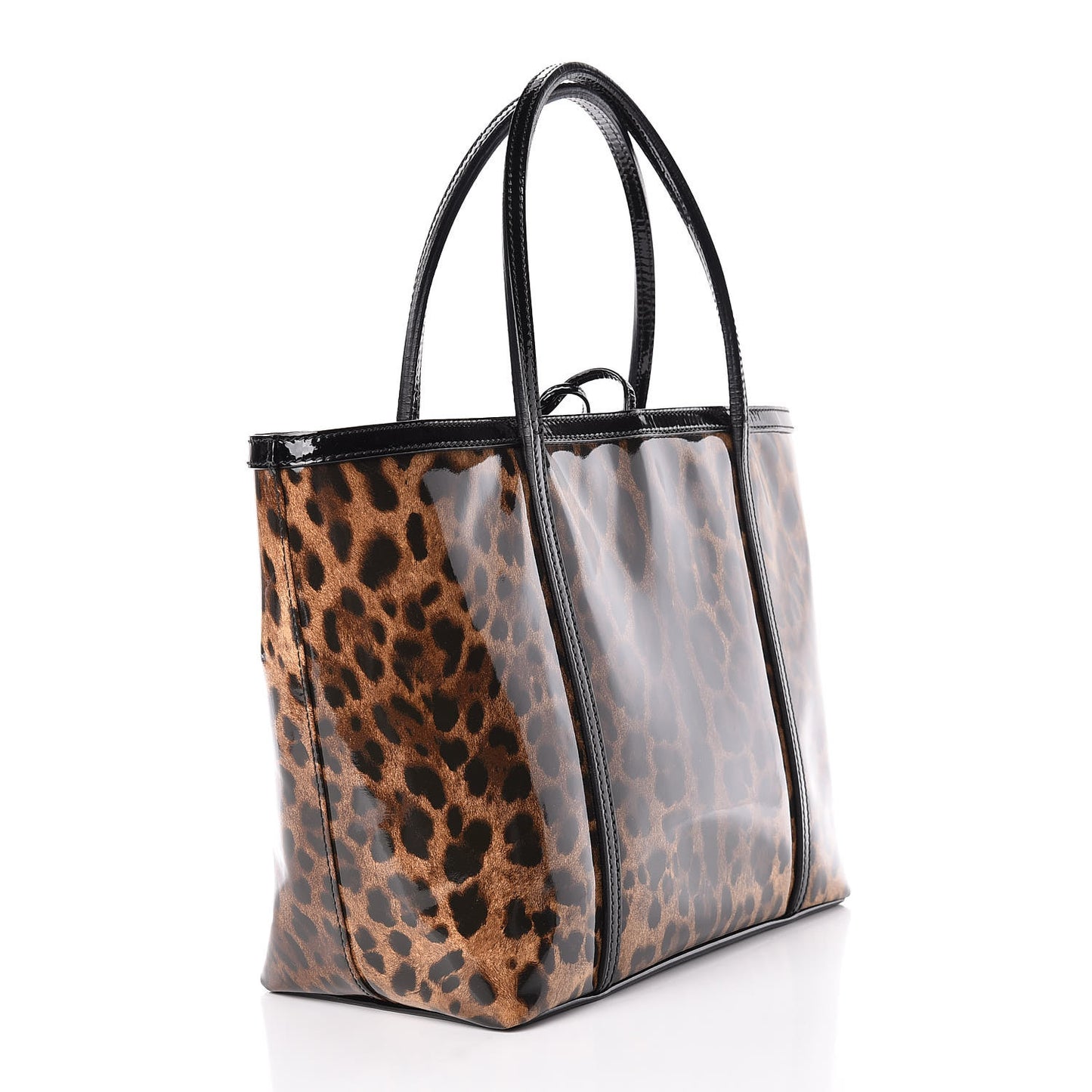 Patent Leopard Print Shopping Tote