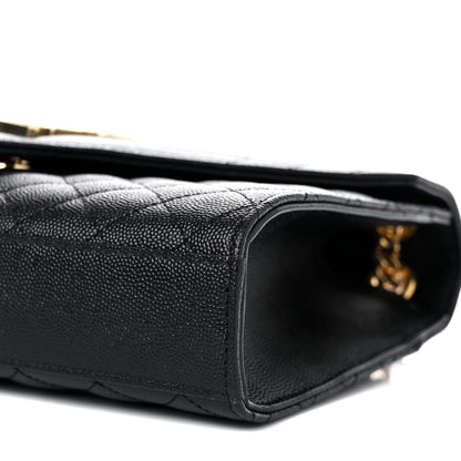 Saint Laurent Grain De Poudre Textured Mixed Matelasse Triquilt Medium Monogram Satchel Black 10 of 11