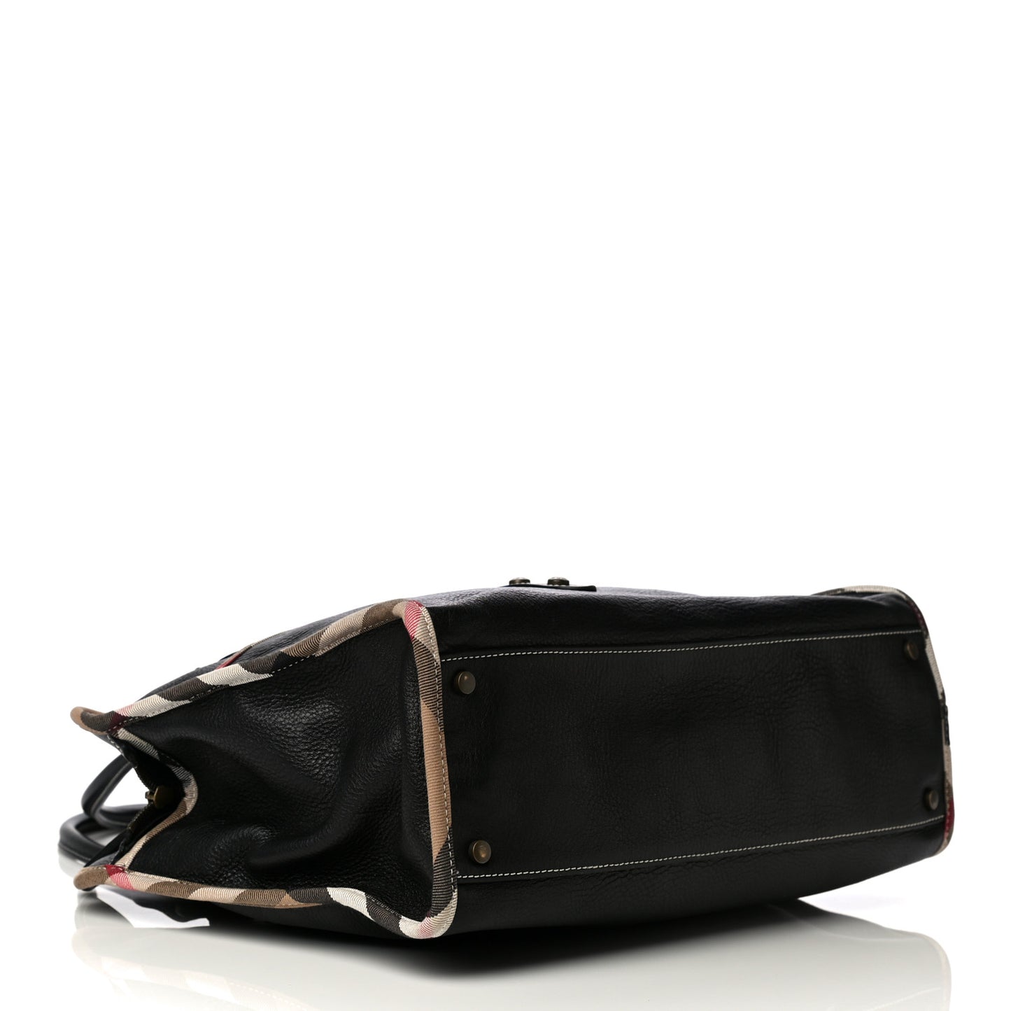Grainy Calfskin Nova Check Tote Black