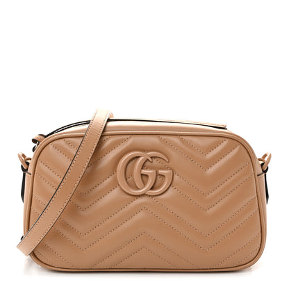 Gucci Calfskin Matelasse Monochrome Small GG Marmont Chain Shoulder Bag Camelia 1 of 10