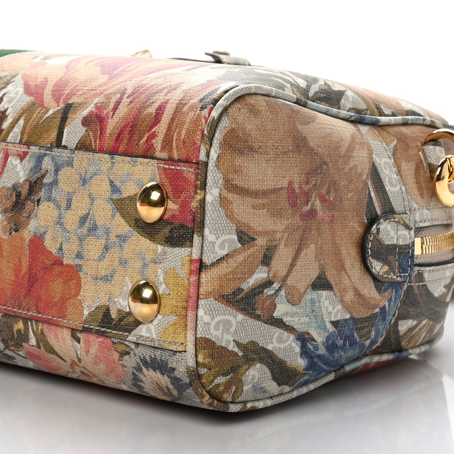 GG Supreme Monogram Water Flora Web Medium Ophidia Top Handle Duffle Bag White Multicolor