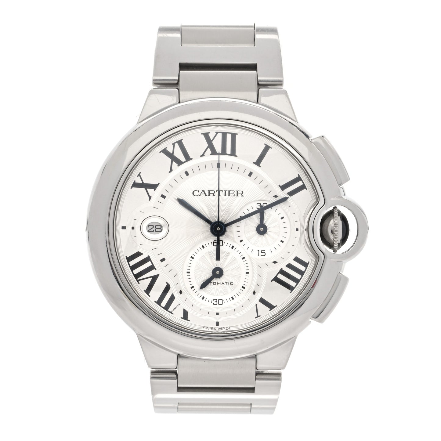 Stainless Steel 44mm Ballon Bleu De Cartier Chronograph Automatic Watch