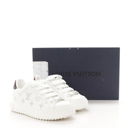 Louis Vuitton Calfskin Monogram Debossed Time Out Sneakers 36 White Silver 10 of 10