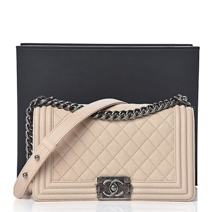 Chanel Caviar Quilted Medium Boy Flap Beige 10 of 10