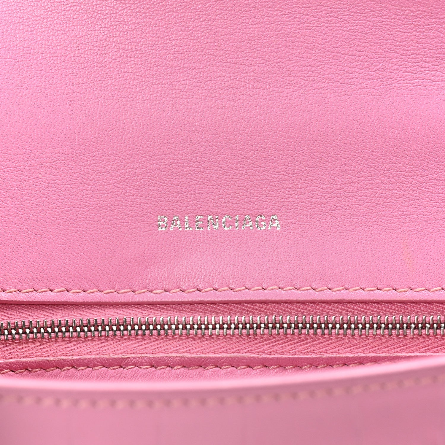 Balenciaga Shiny Calfskin Crocodile Embossed Small Hourglass Top Handle Bag Candy Pink 6 of 11