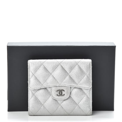Chanel Metallic Caviar Quilted Compact Flap Wallet Silver 11 of 11