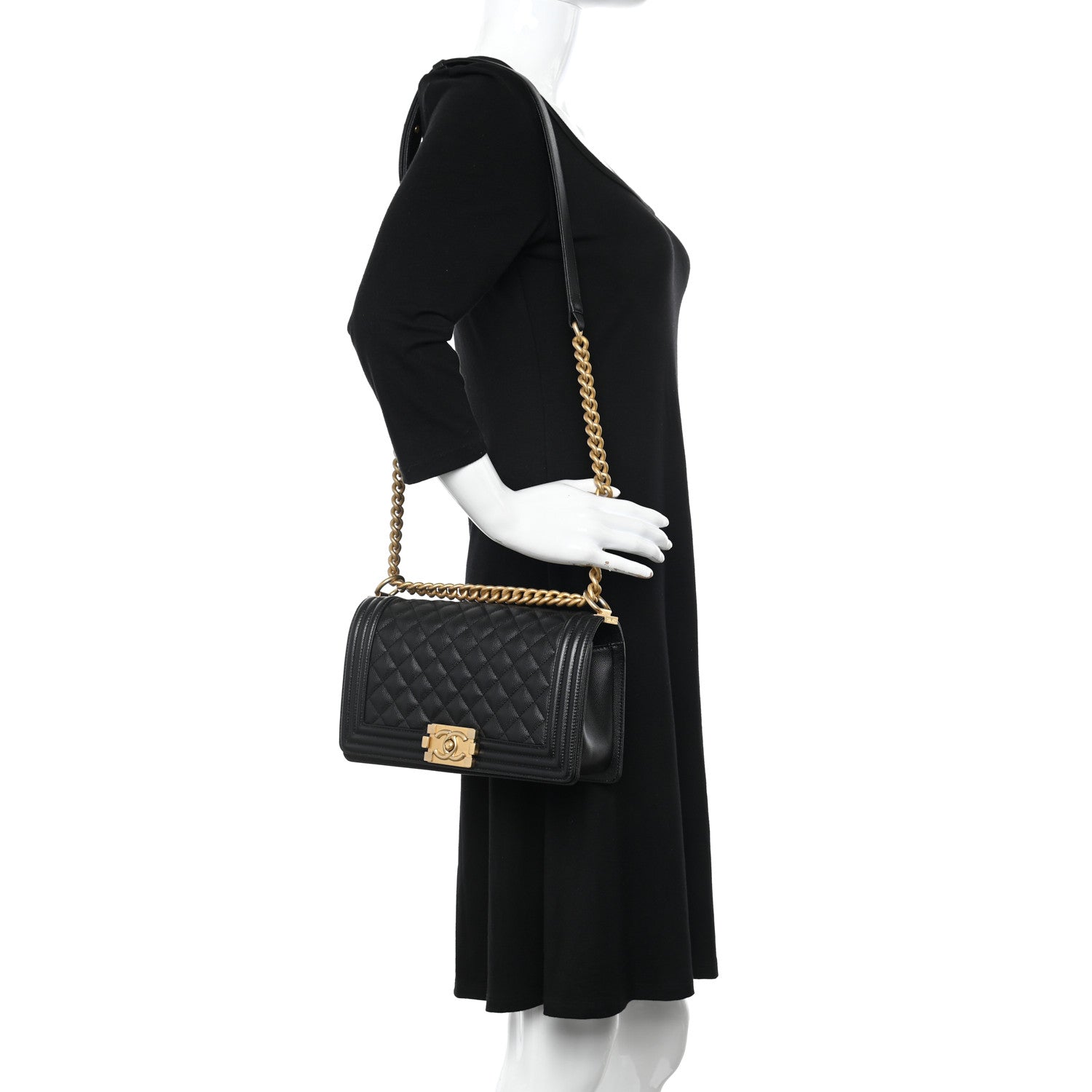 Chanel Caviar Quilted Medium Boy Flap Black 2 of 11