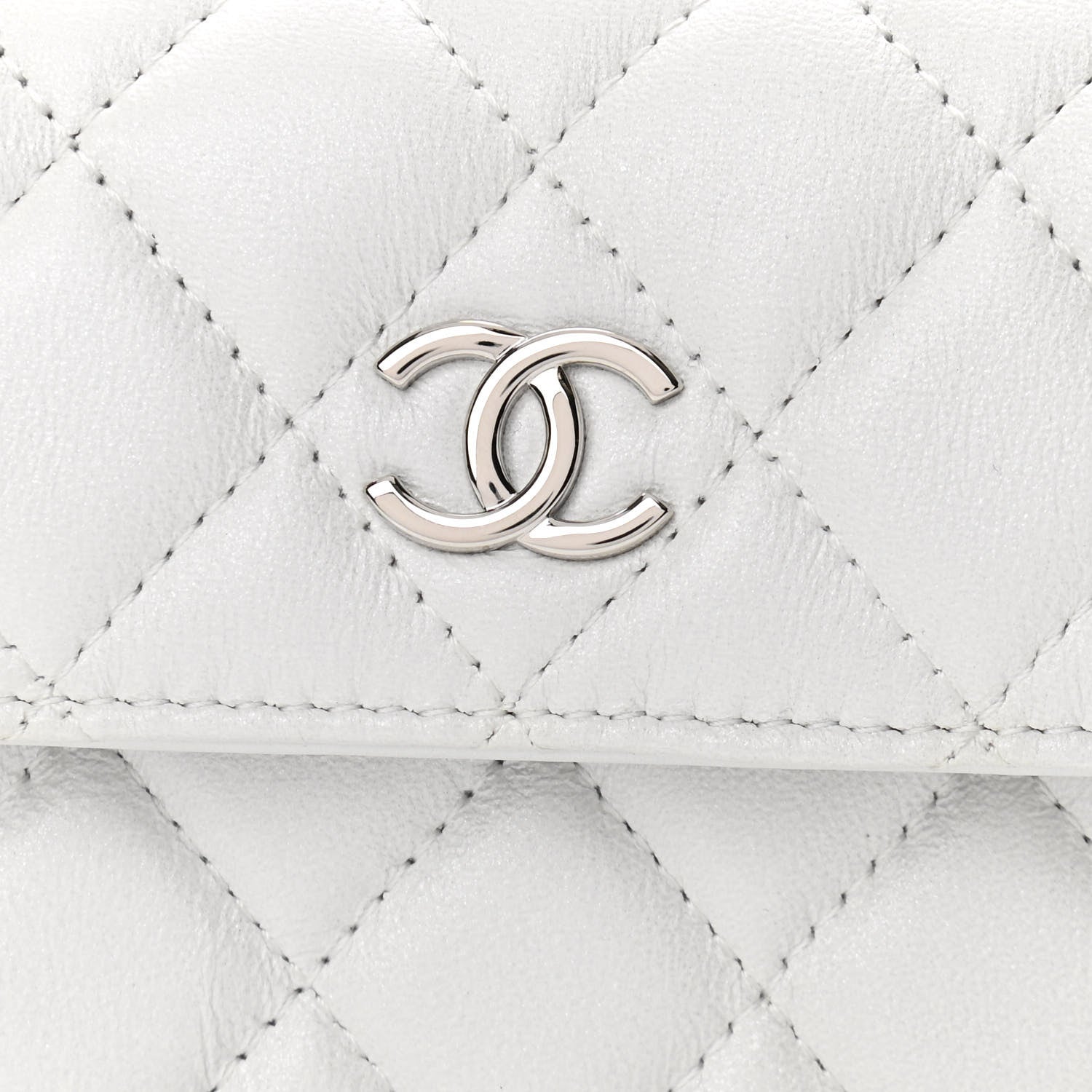 Chanel Calfskin Quilted Maxi Pearls Card Holder Flap With Chain White 9 of 11