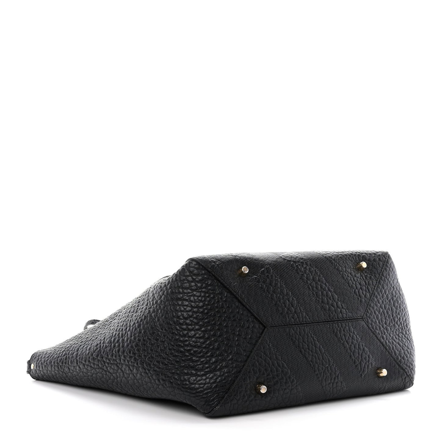 Signature Grain Calfskin Check Embossed Small Canterbury Tote Black