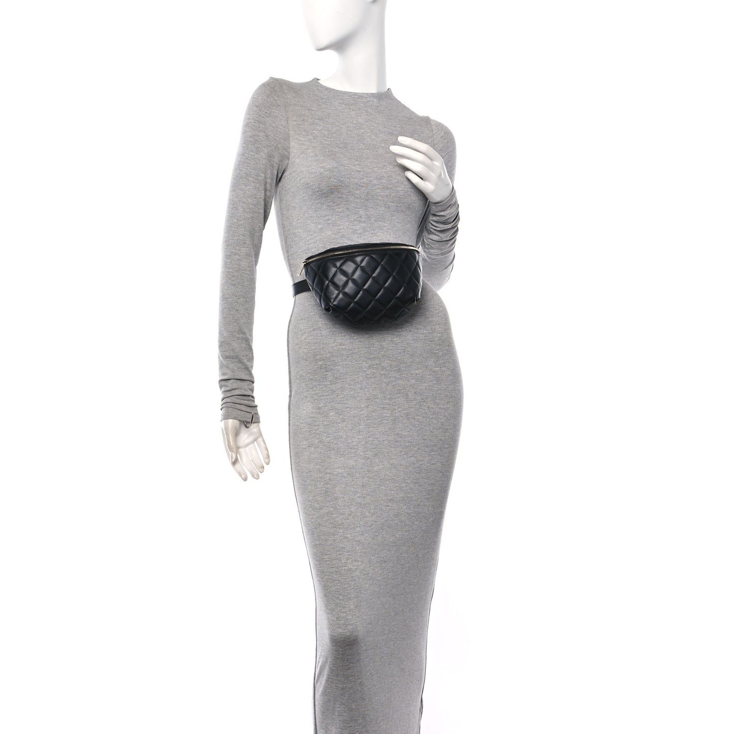 Calfskin Quilted Waist Belt Bag Black