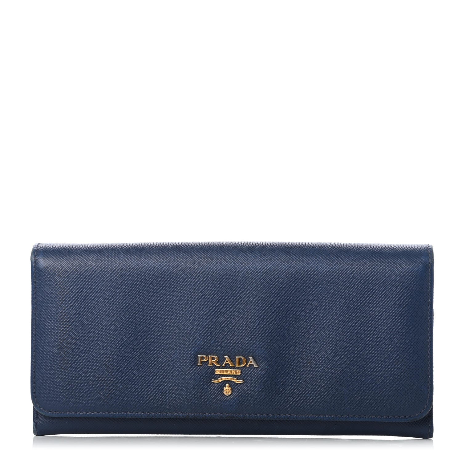 Prada Saffiano Metal Continental Flap Wallet Bleuette 1 of 9