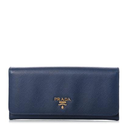 Prada Saffiano Metal Continental Flap Wallet Bleuette 1 of 9