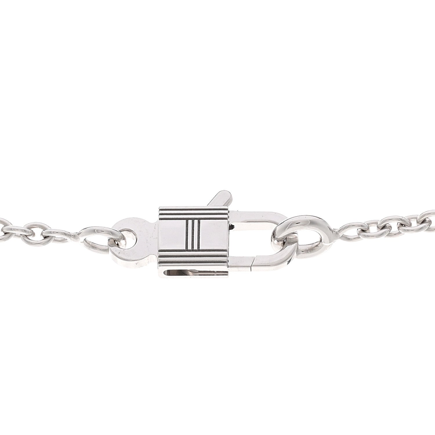 Hermes 18K White Gold Diamond Amulettes Cadenas Pendant Necklace 4 of 6