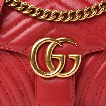 Gucci Calfskin Matelasse Small GG Marmont Shoulder Bag Hibiscus Red 14 of 15
