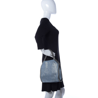 Stella McCartney Metallic Woven Raffia Mini Falabella Fold Over Blue 2 of 9