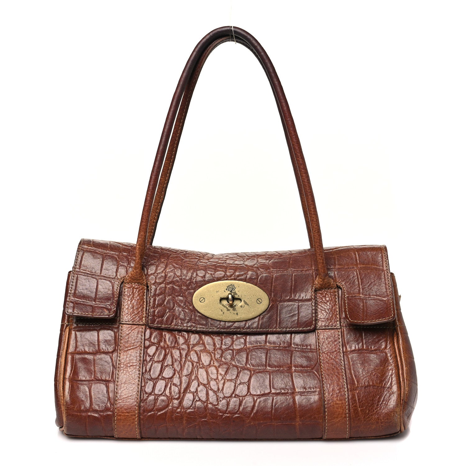 Mulberry Crocodile Embossed Calfskin East West Bayswater Brown 1 of 15