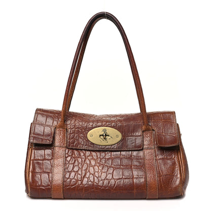 Mulberry Crocodile Embossed Calfskin East West Bayswater Brown 1 of 15