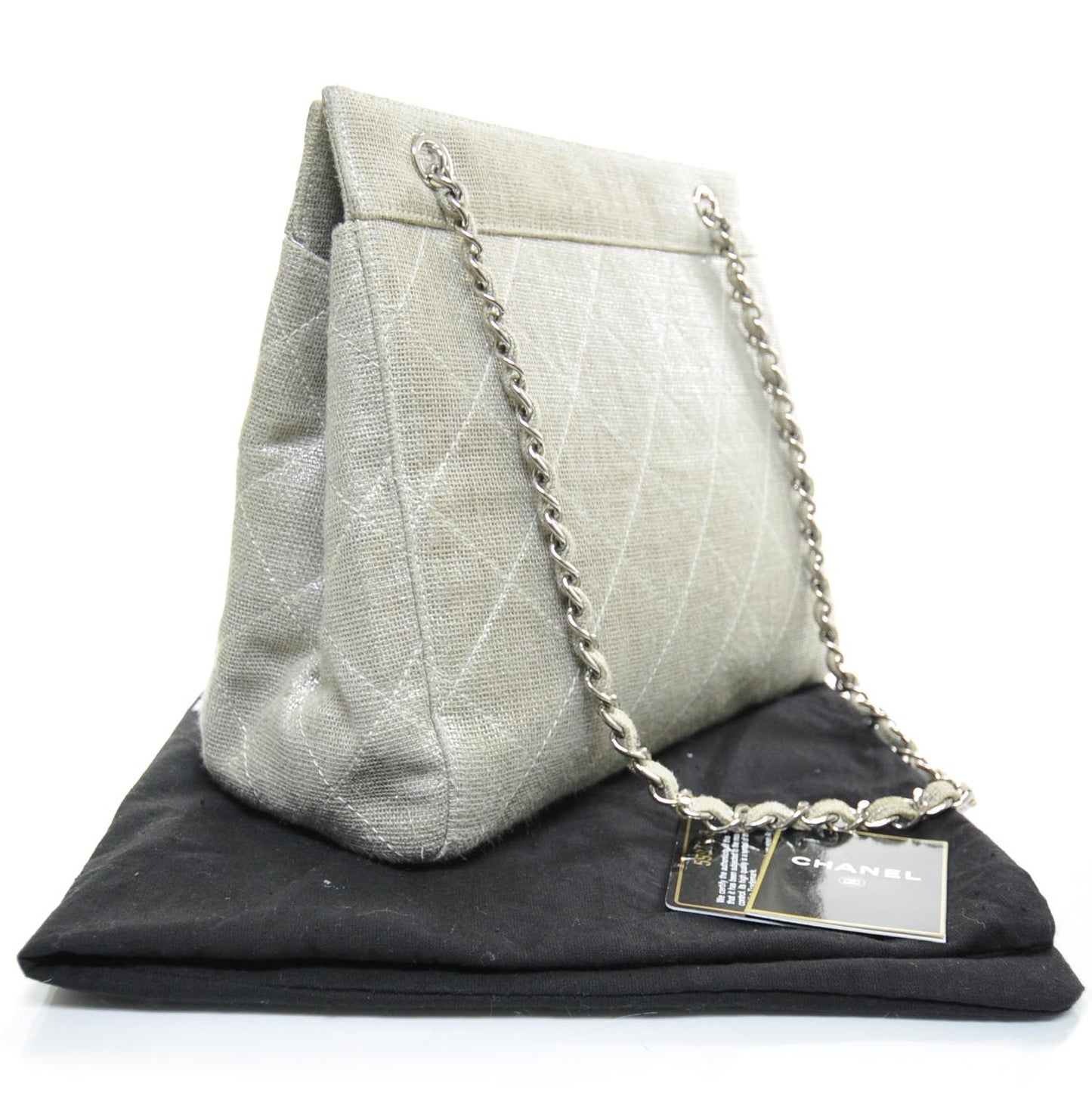 Metallic Linen Shoulder Bag Silver