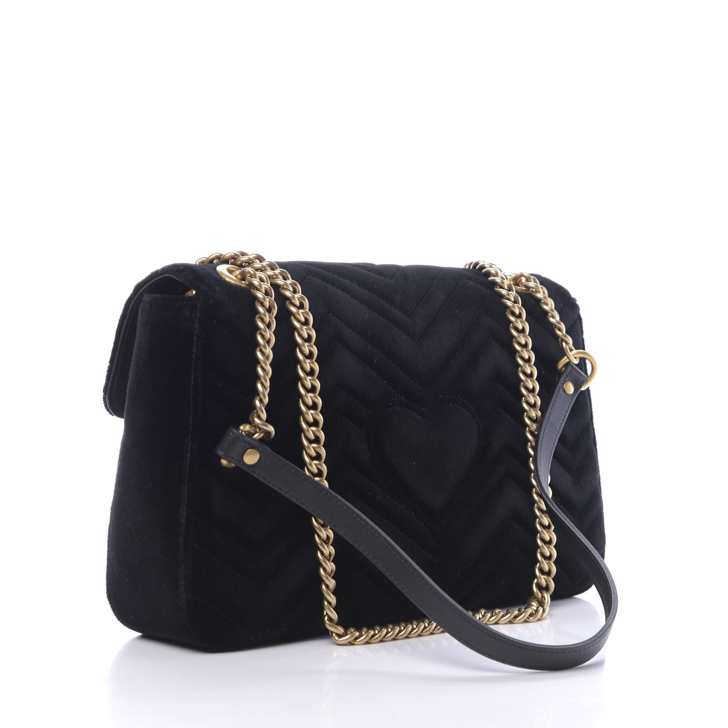 Gucci Velvet Matelasse Loved Embroidered Medium GG Marmont Shoulder Bag Black 3 of 9