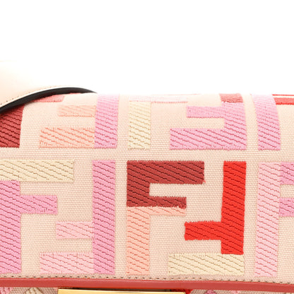 Fendi Canvas Vitello King FF Embroidered Baguette Rosa Quarzo Bloody Mary Multicolor 8 of 10