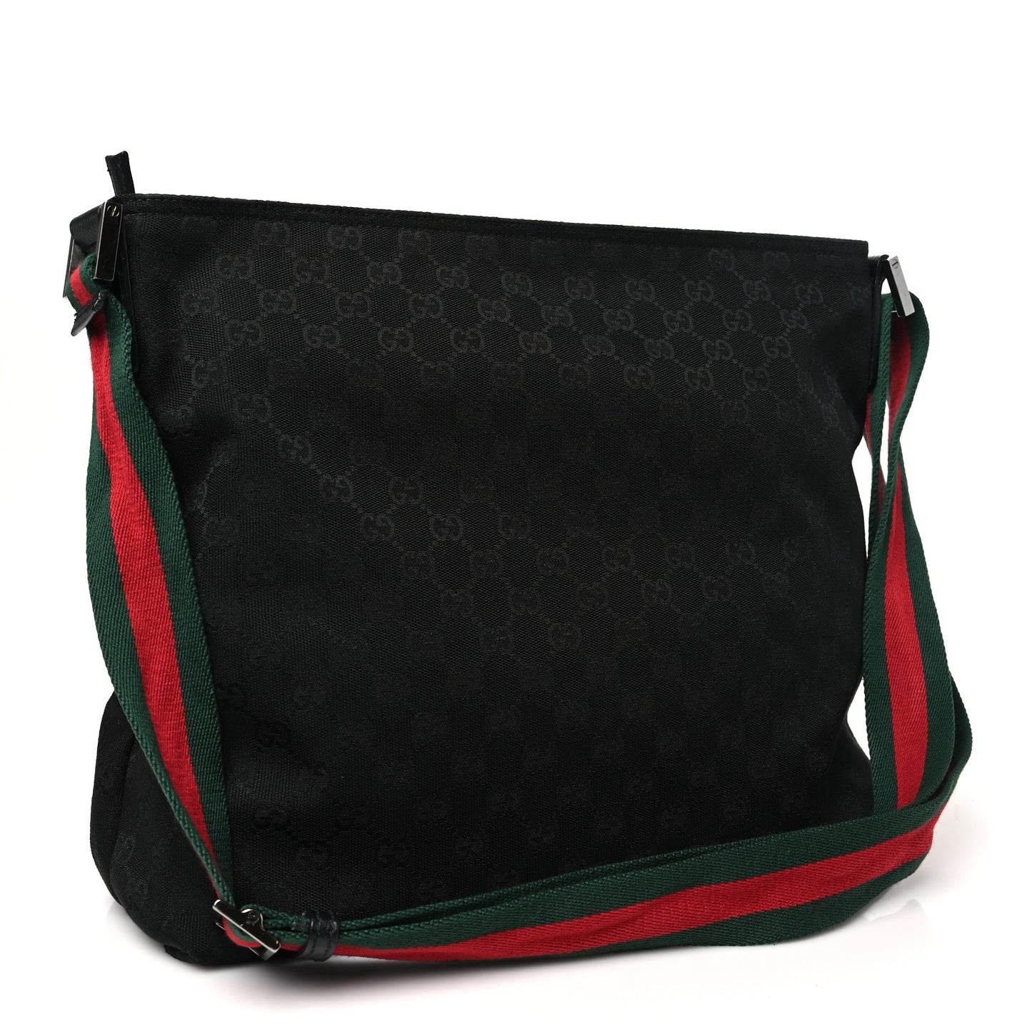 Monogram Web Medium Flat Messenger Bag Black