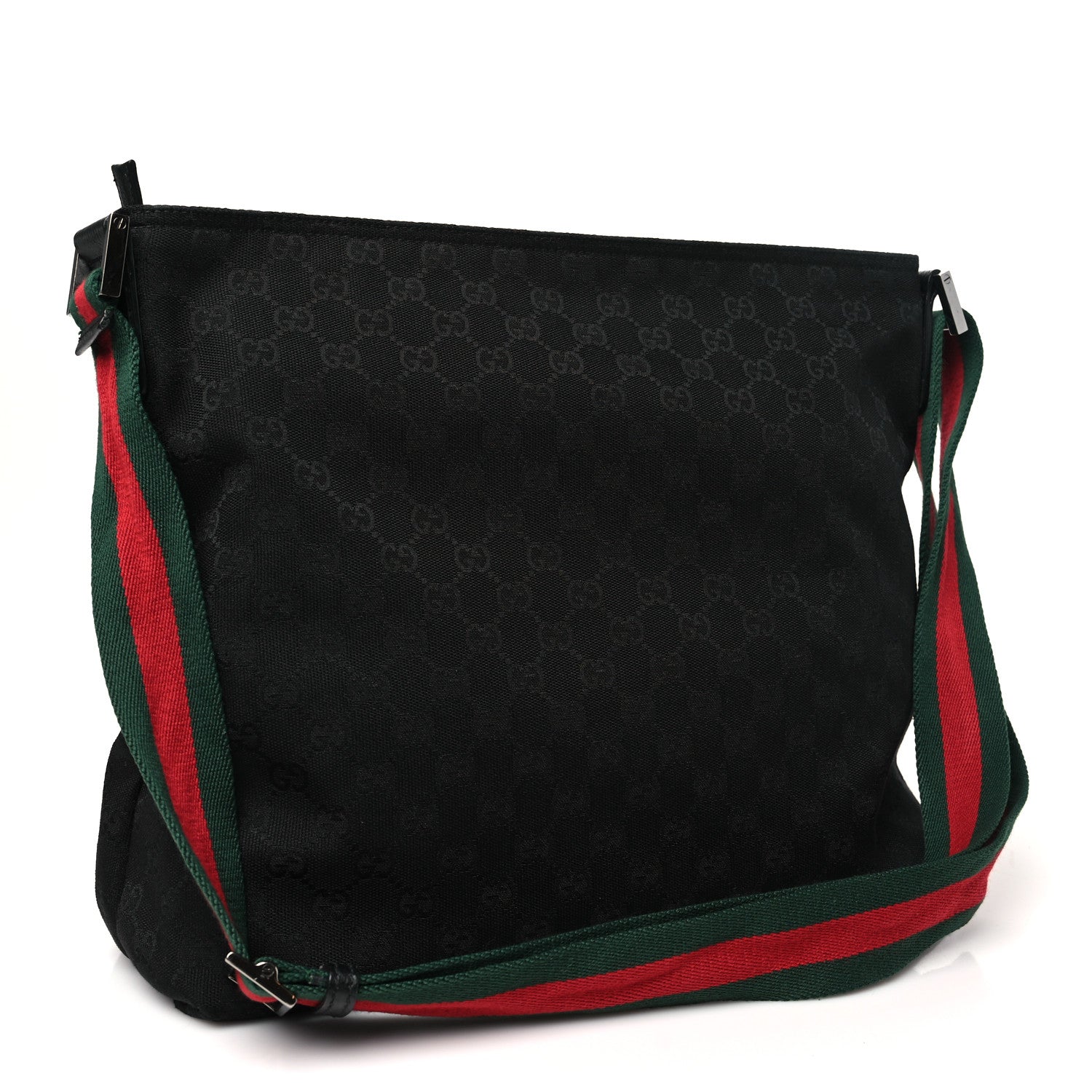 Gucci Monogram Web Medium Flat Messenger Bag Black 3 of 10