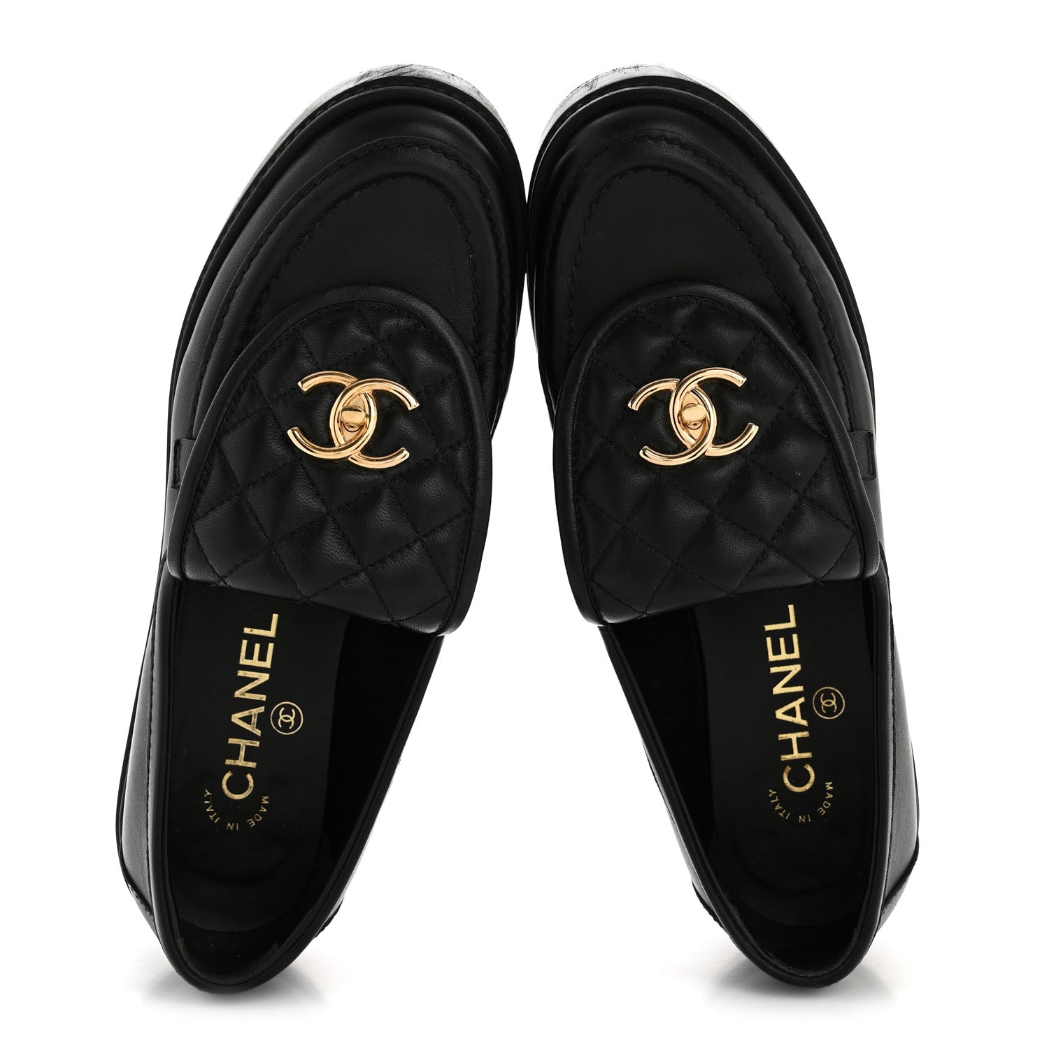 Chanel Lambskin Quilted CC Turnlock Loafers 38.5 Black 2 of 12