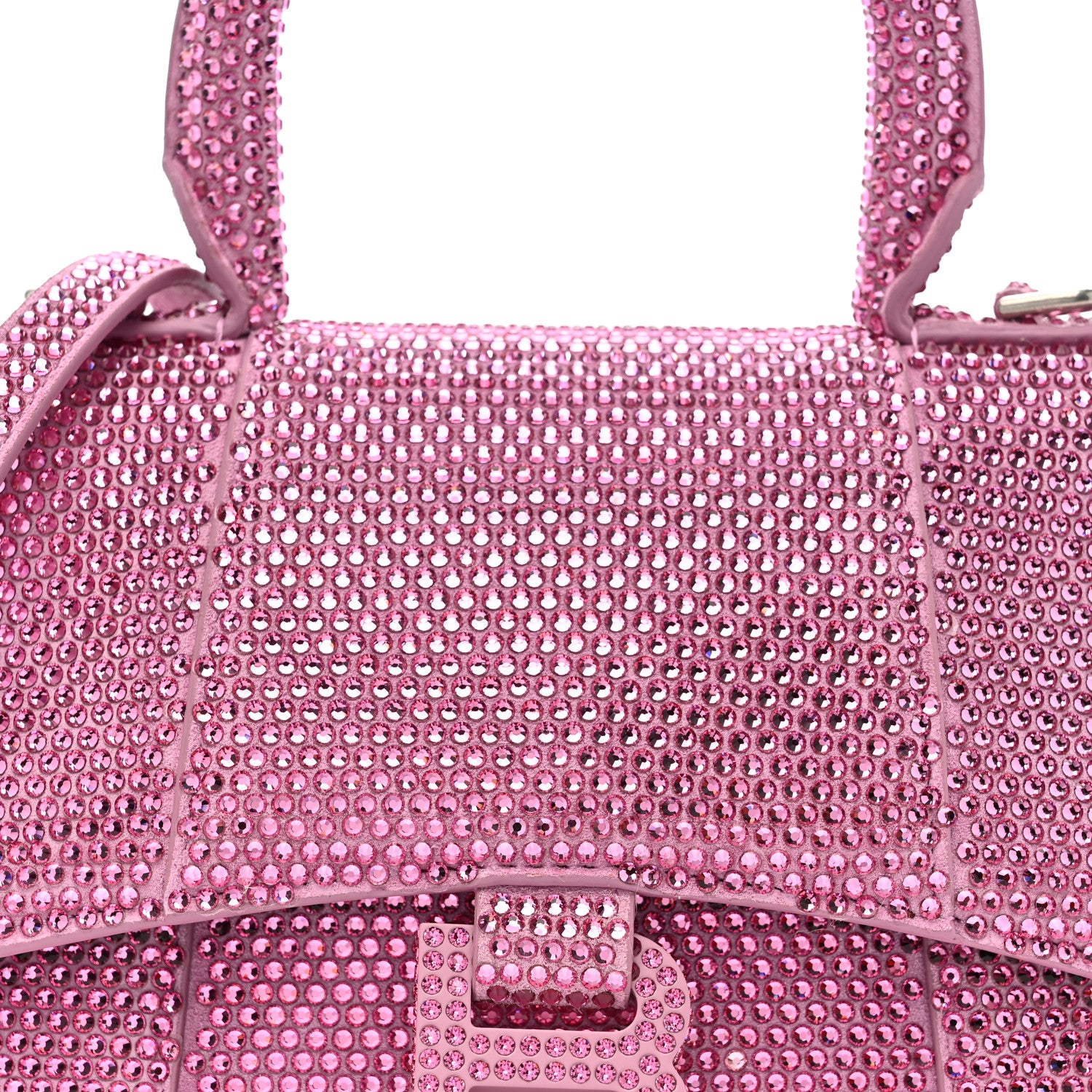 Balenciaga Strass Suede Hourglass Top Handle Bag XS Pink 9 of 11