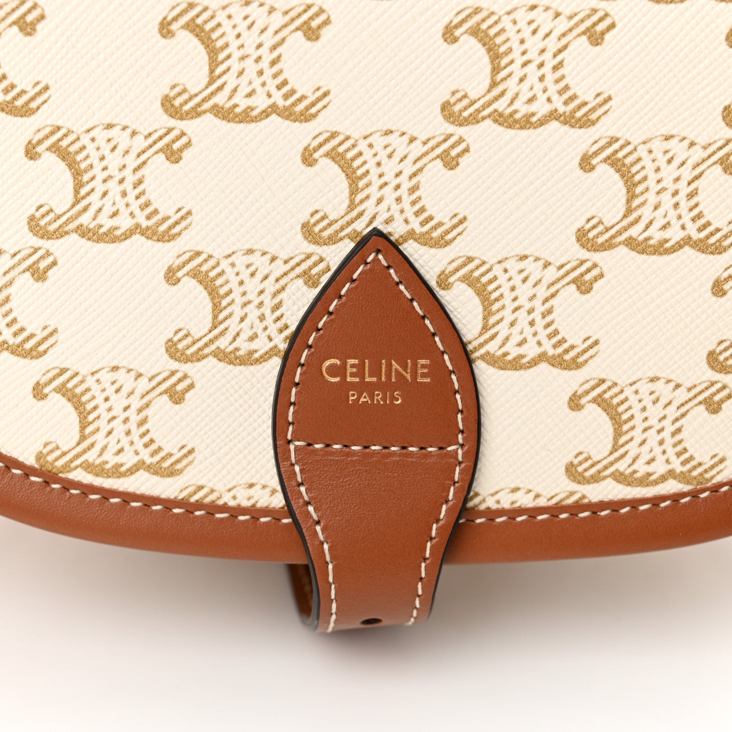 Celine Triomphe Canvas Medium Folco Bag White 6 of 10