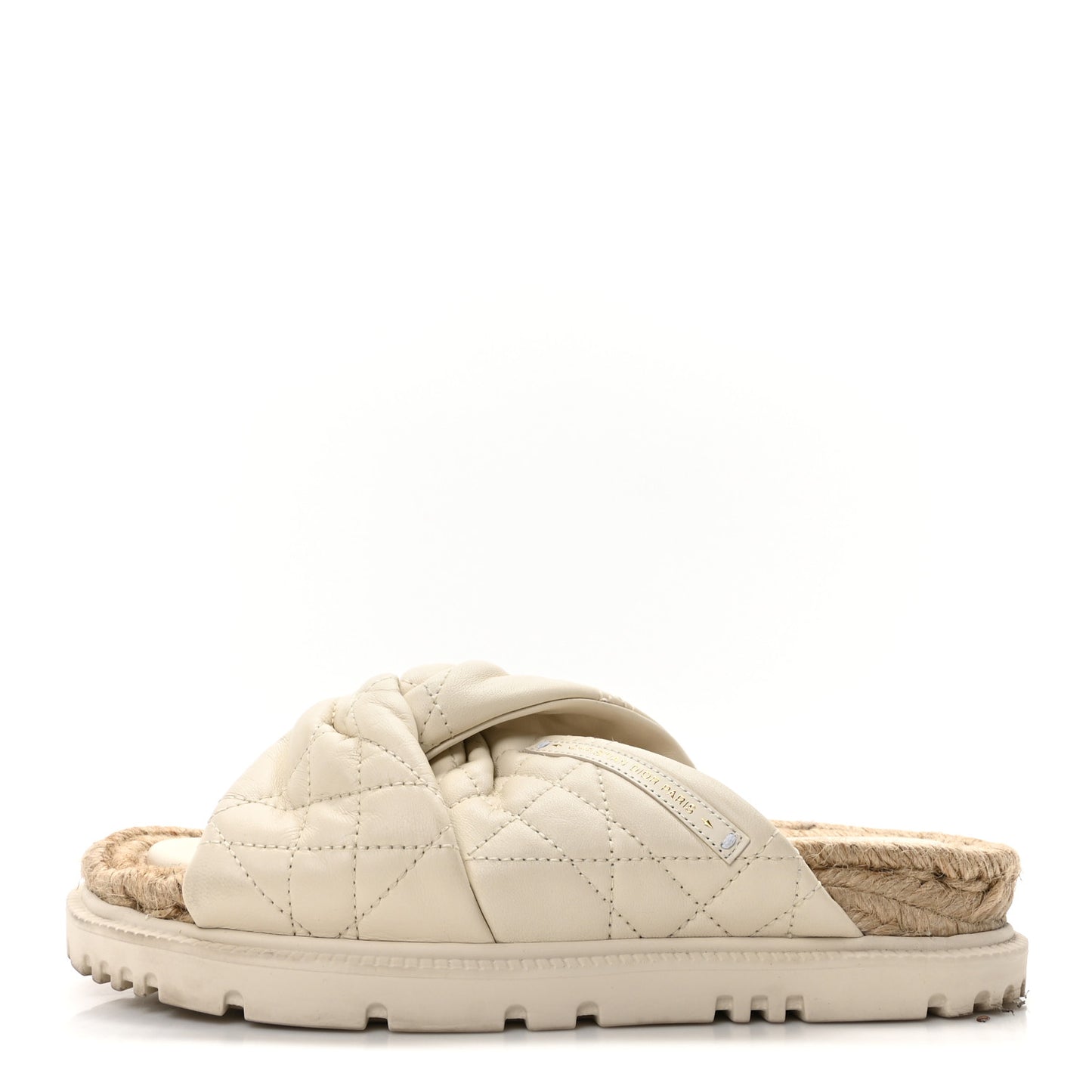 Calfskin Cannage Dtwist Espadrille Platform Sandals 36 White