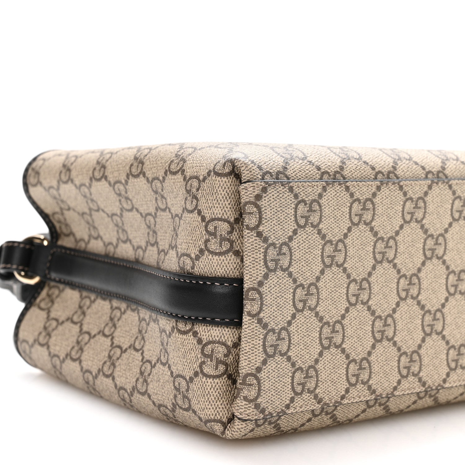 Gucci GG Supreme Monogram Emblem Medium Tote Bag Beige Black 9 of 10