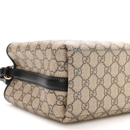 Gucci GG Supreme Monogram Emblem Medium Tote Bag Beige Black 9 of 10
