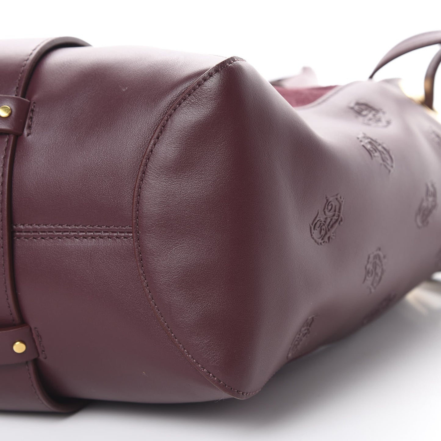 Smooth Calfskin Embossed Tao Zipped Tote Burnt Brown