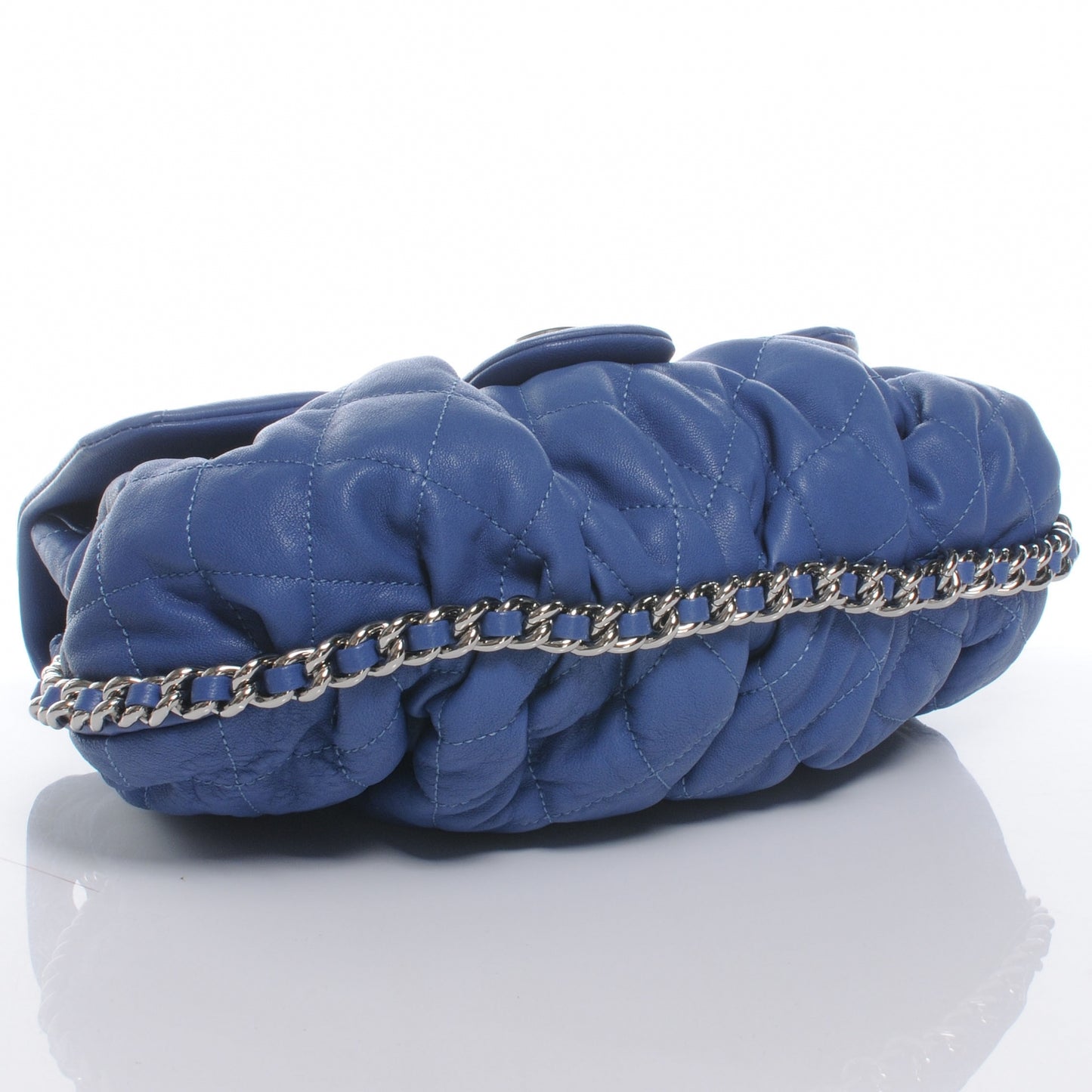 Washed Lambskin Chain Around Medium Messenger Bag Blue