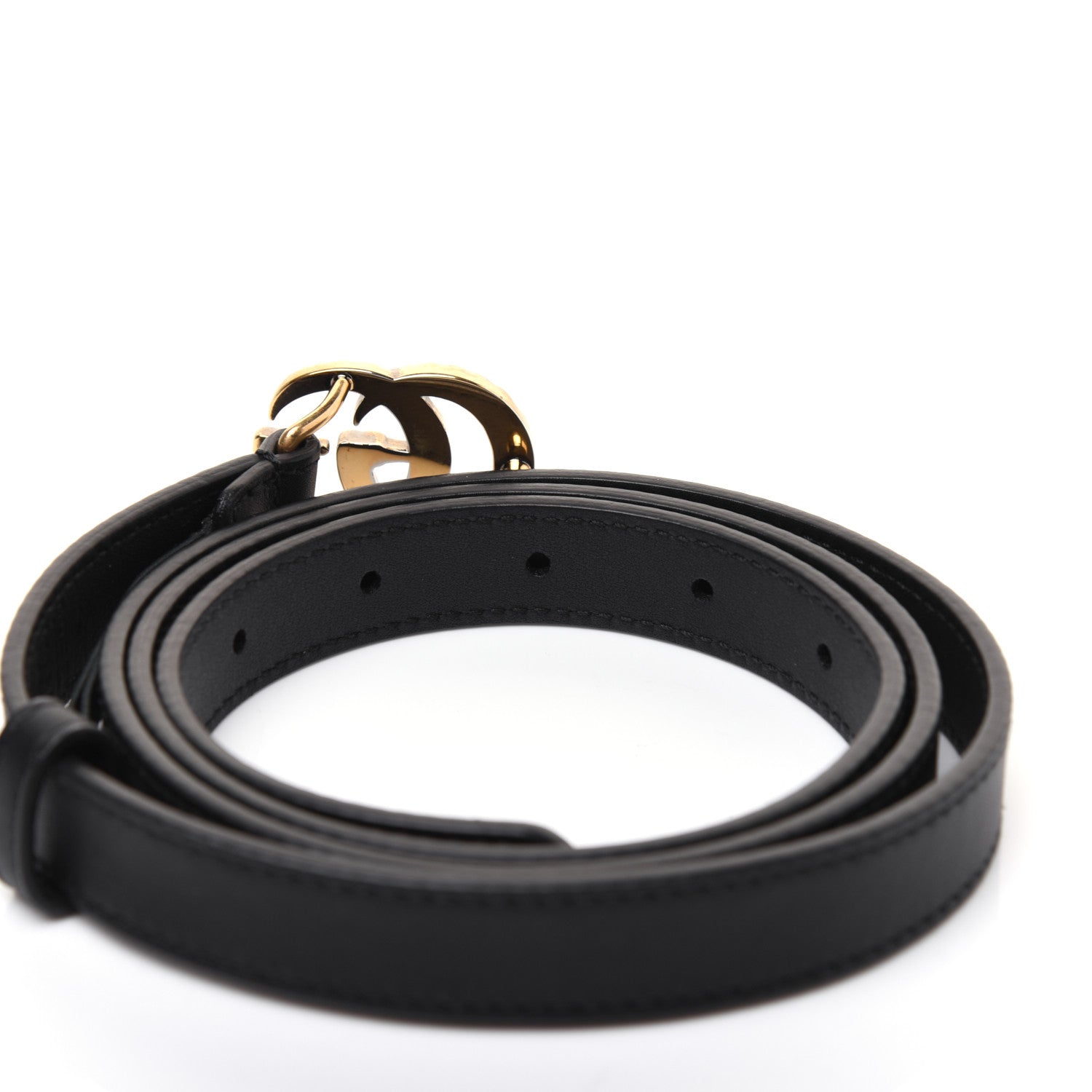 Gucci Calfskin Pearl Double G 20mm Belt 100 40 Black Cream 4 of 7