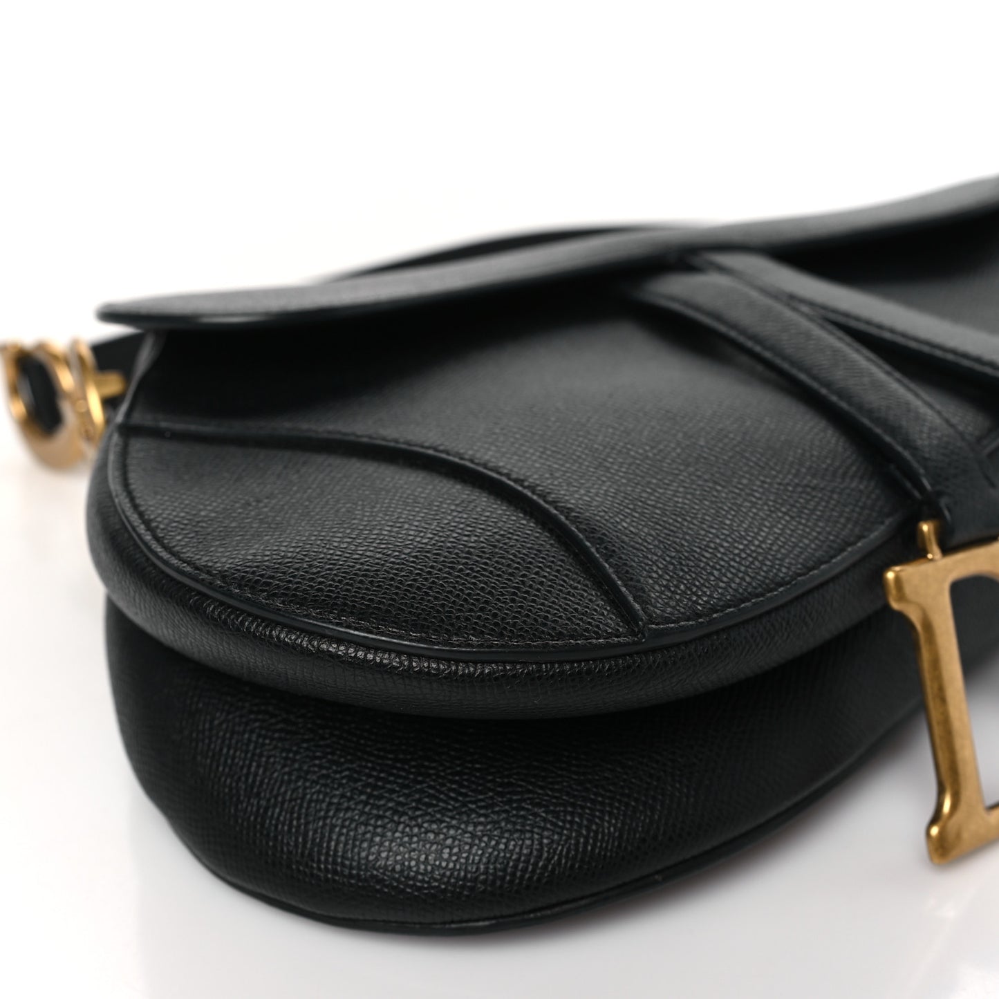 Grained Calfskin Saddle Bag Black