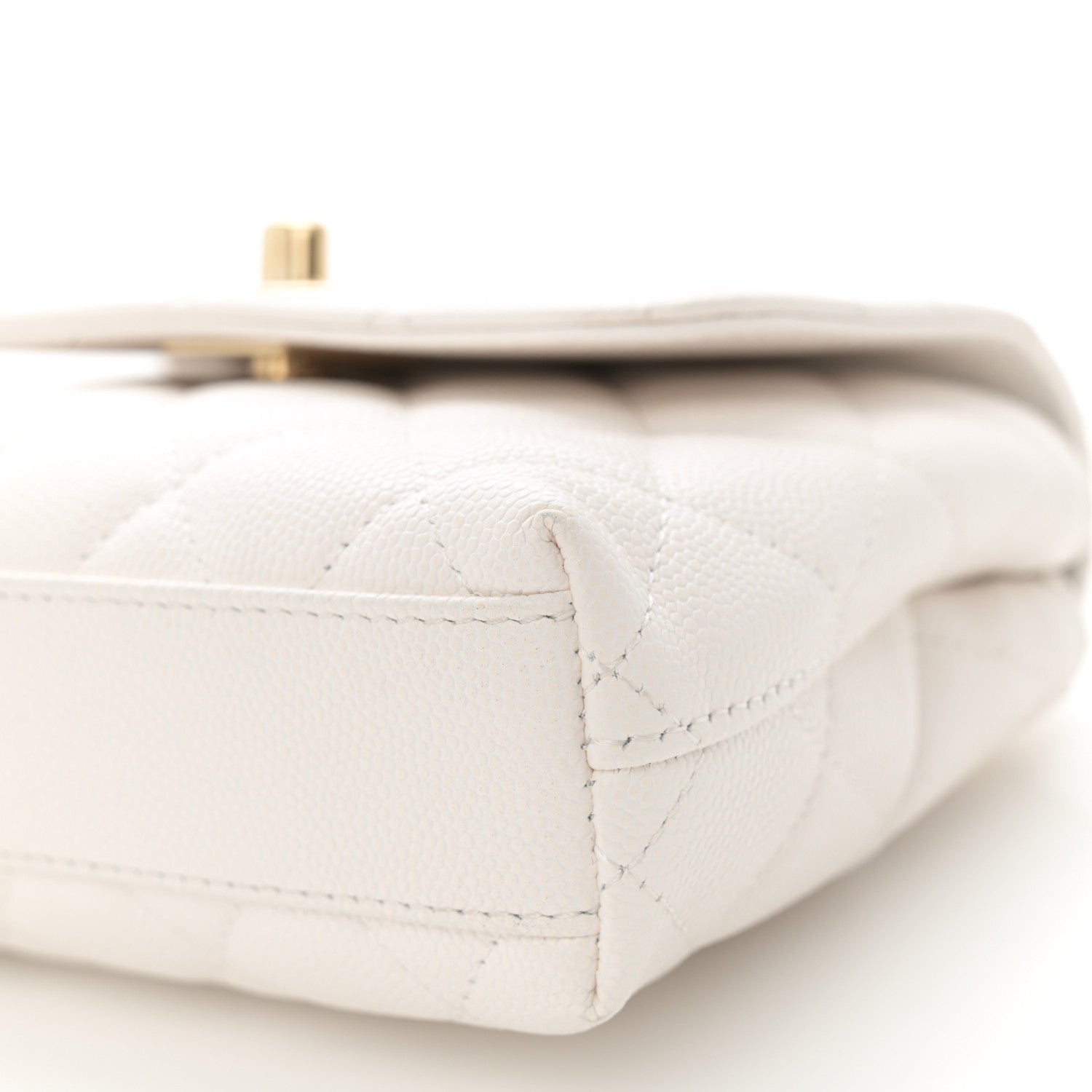 Chanel Caviar Quilted Coco Handle Clutch With Chain White 10 of 10