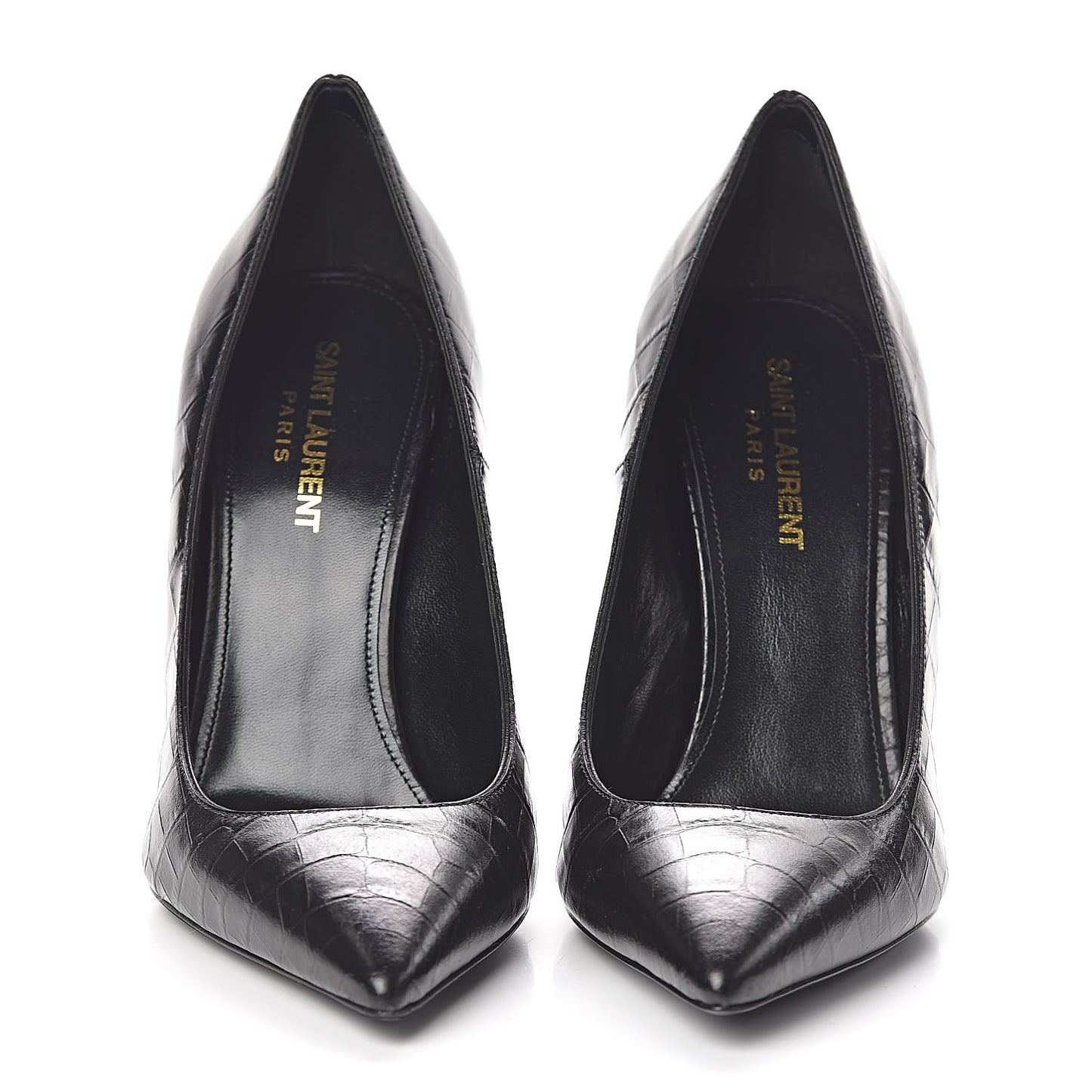 Calfskin Crocodile Embossed Opyum 110 Pumps 38 Black