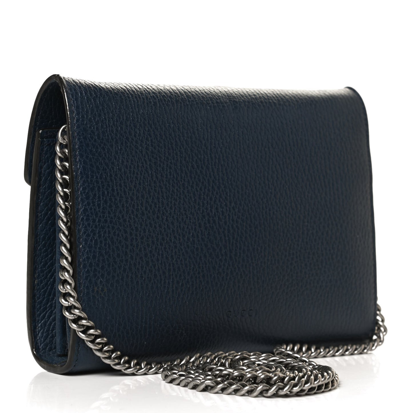 Dollar Calfskin Crystal Mini Dionysus Chain Wallet Blue Agata Black Diamond